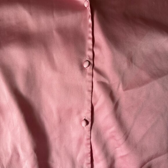 PJ SET - La Vie en Rose Satin Crop Button-Down Shirt and Satin Shorts Candy Pink - Picture 5 of 11